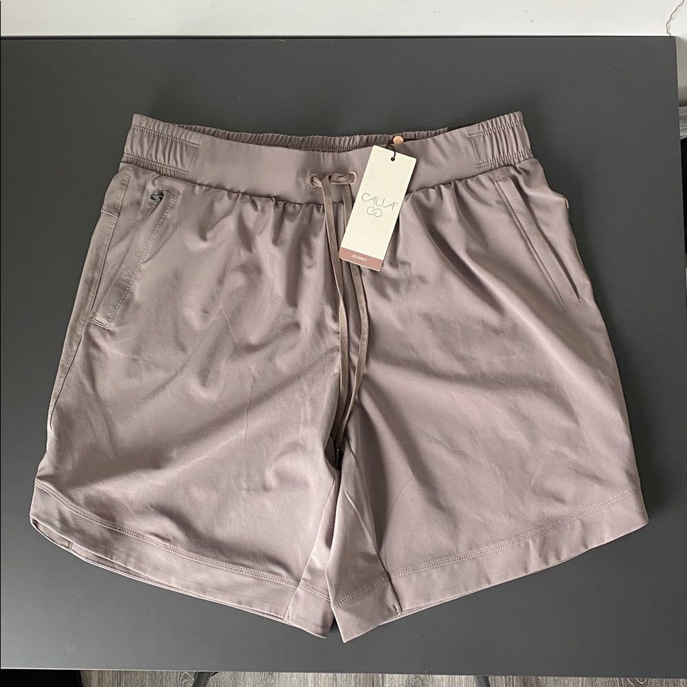 CALIA Journey Collection Mid Rise Shorts Sz S Taupe Mauve Relaxed Vacation NWT